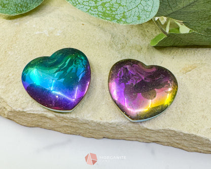Rainbow Hematite Heart – Polished Iridescent Hematite Palm Stone for Energy Healing & Decor - Metaphysical Crystals