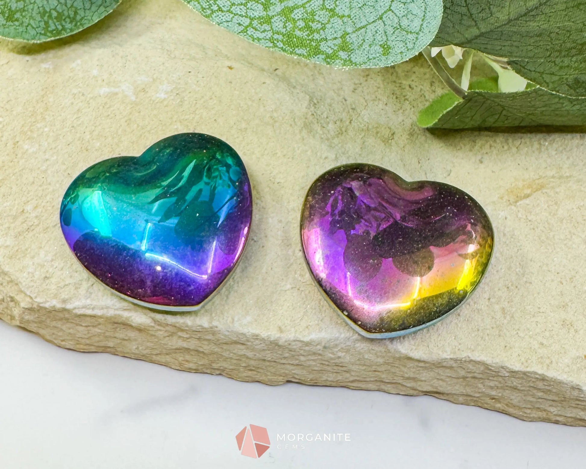 Rainbow Hematite Heart – Polished Iridescent Hematite Palm Stone for Energy Healing & Decor - Metaphysical Crystals