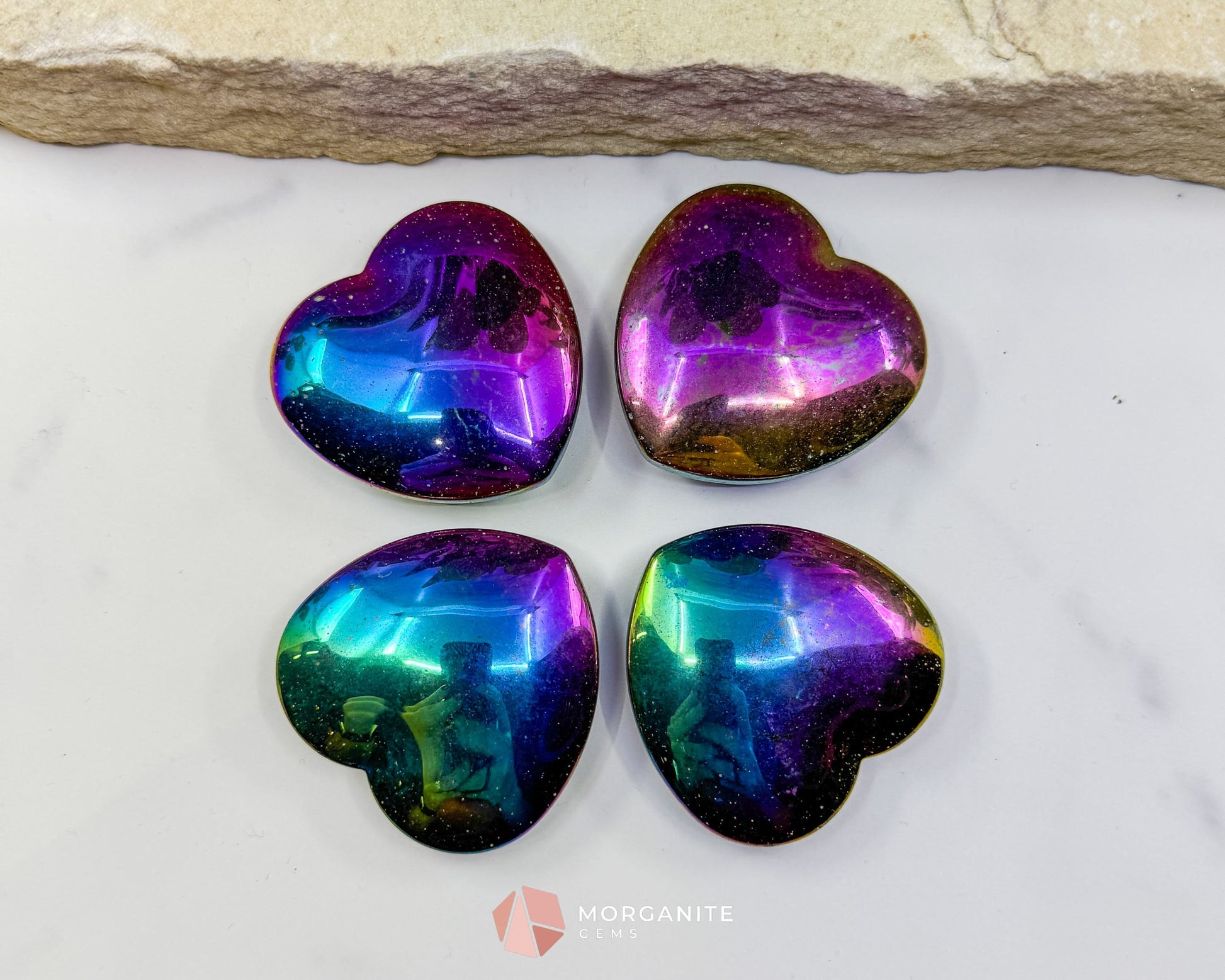 Rainbow Hematite Heart – Polished Iridescent Hematite Palm Stone for Energy Healing & Decor - Metaphysical Crystals