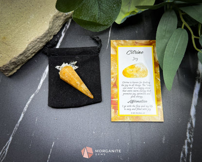 Rare Citrine Crystal Pendulum | Manifestation Clarity & Solar Energy - Metaphysical Crystals