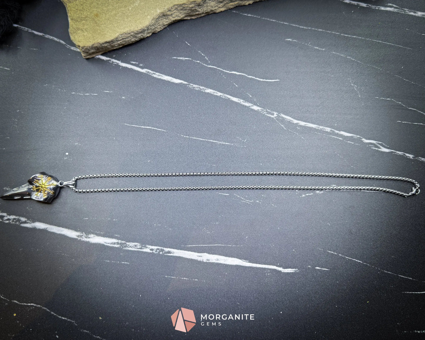 Vintage Viking Raven Head Compass Pendant Necklace – Stainless Steel Norse Symbol - Jewelry