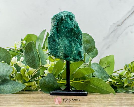 Raw Buddstone Specimen on Metal Stand – Natural African Jade for Strength & Balance - Metaphysical Crystals