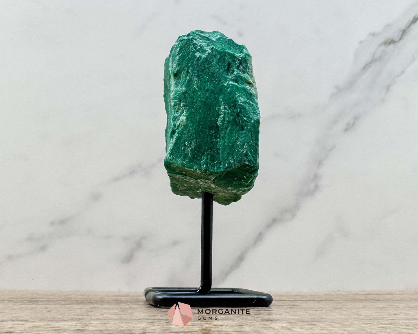 Raw Buddstone Specimen on Metal Stand – Natural African Jade for Strength & Balance - Metaphysical Crystals