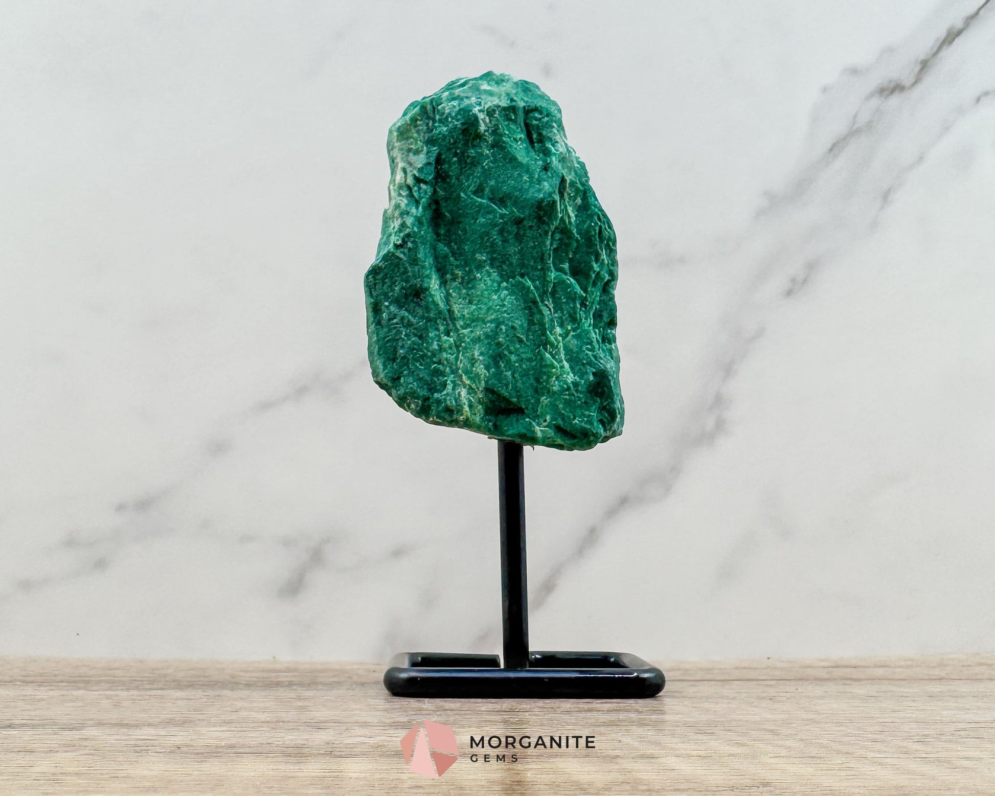 Raw Buddstone Specimen on Metal Stand – Natural African Jade for Strength & Balance - Metaphysical Crystals