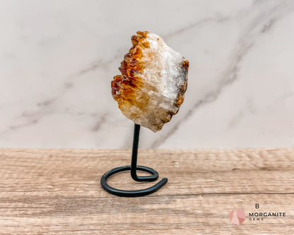 Raw Citrine on Metal Stand – Natural Healing Crystal for Abundance, Positivity & Energy-Morganite Gems