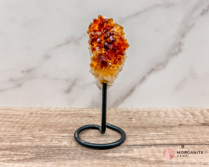 Raw Citrine on Metal Stand – Natural Healing Crystal for Abundance, Positivity & Energy-Morganite Gems