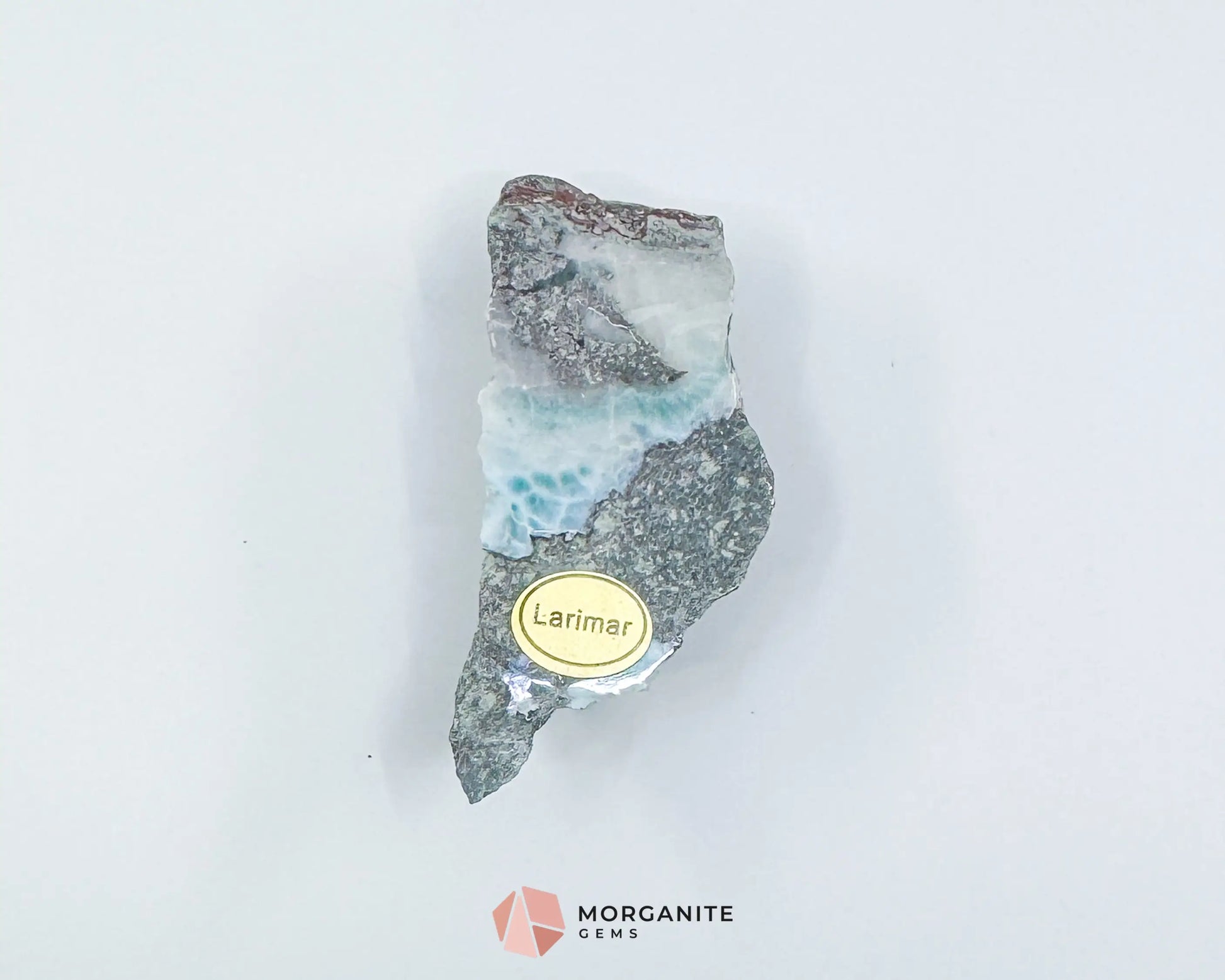 Raw Larimar with One Polished Side No. 11 | Rare Dominican Stone of Atlantis Crystal for Peace Expression & Emotional