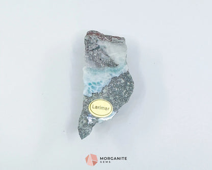 Raw Larimar with One Polished Side No. 11 | Rare Dominican Stone of Atlantis Crystal for Peace Expression & Emotional