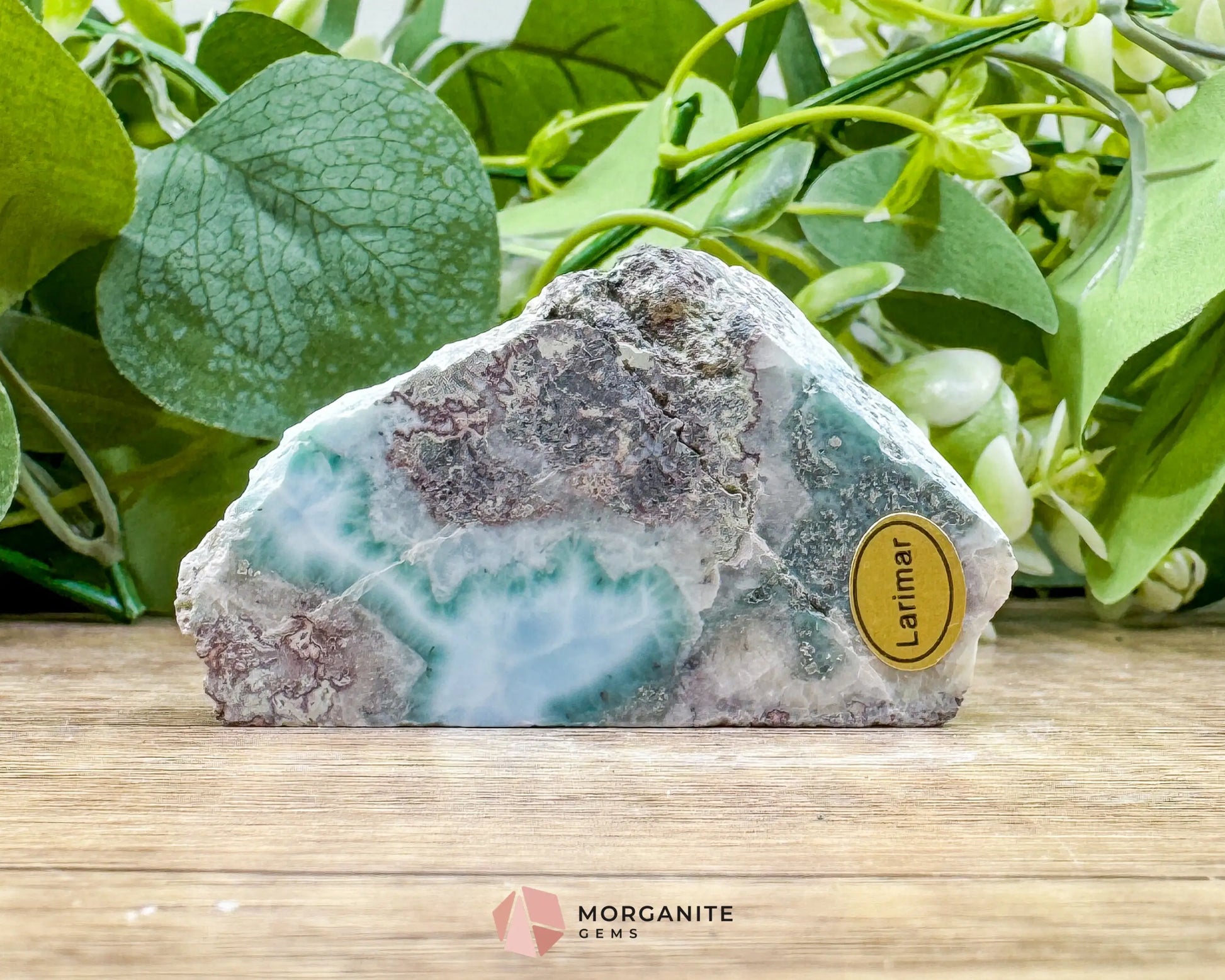 Raw Larimar with One Polished Side No. 12 | Large Rare Stone of Atlantis Crystal from the Dominican Republic
