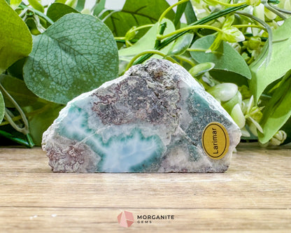 Raw Larimar with One Polished Side No. 12 | Large Rare Stone of Atlantis Crystal from the Dominican Republic