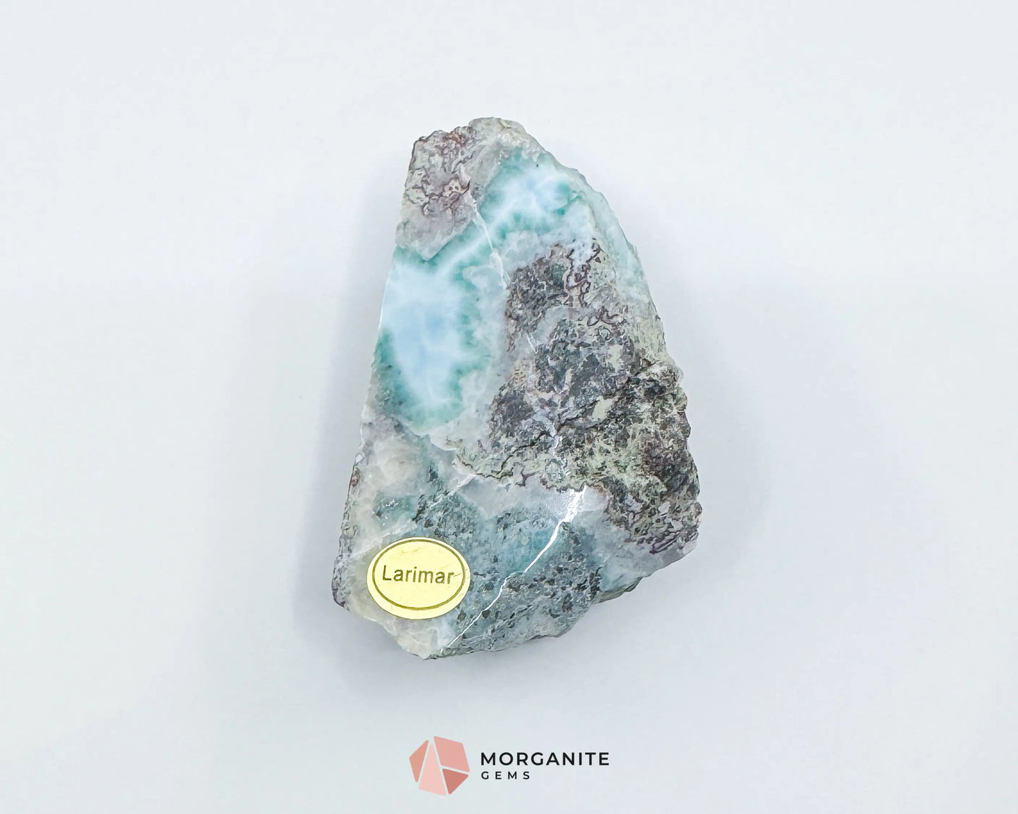 Raw Larimar with One Polished Side No. 12 | Large Rare Stone of Atlantis Crystal from the Dominican Republic