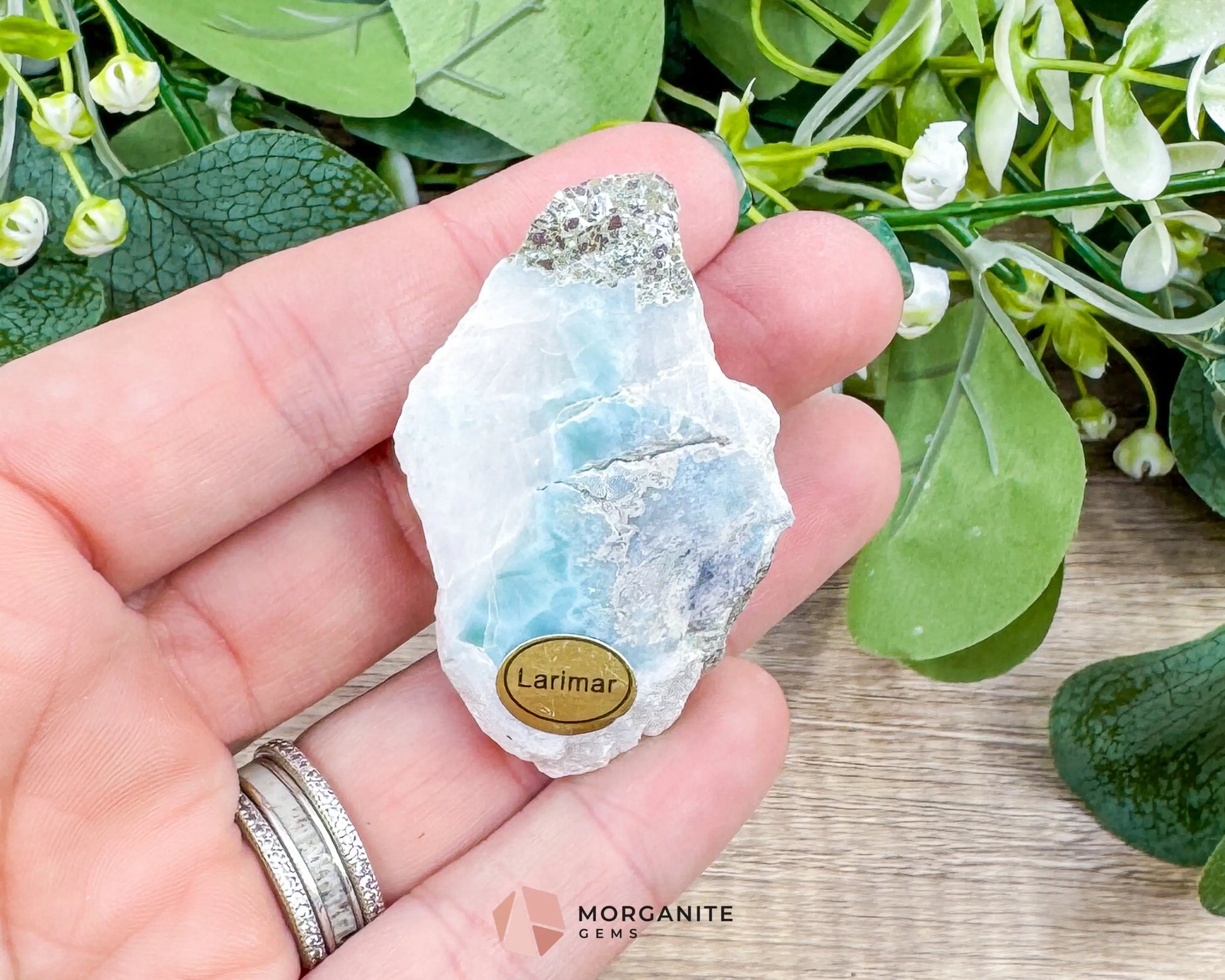 Raw Larimar with One Polished Side No. 13 | Rare Dominican Stone of Atlantis Crystal for Communication & Emotional