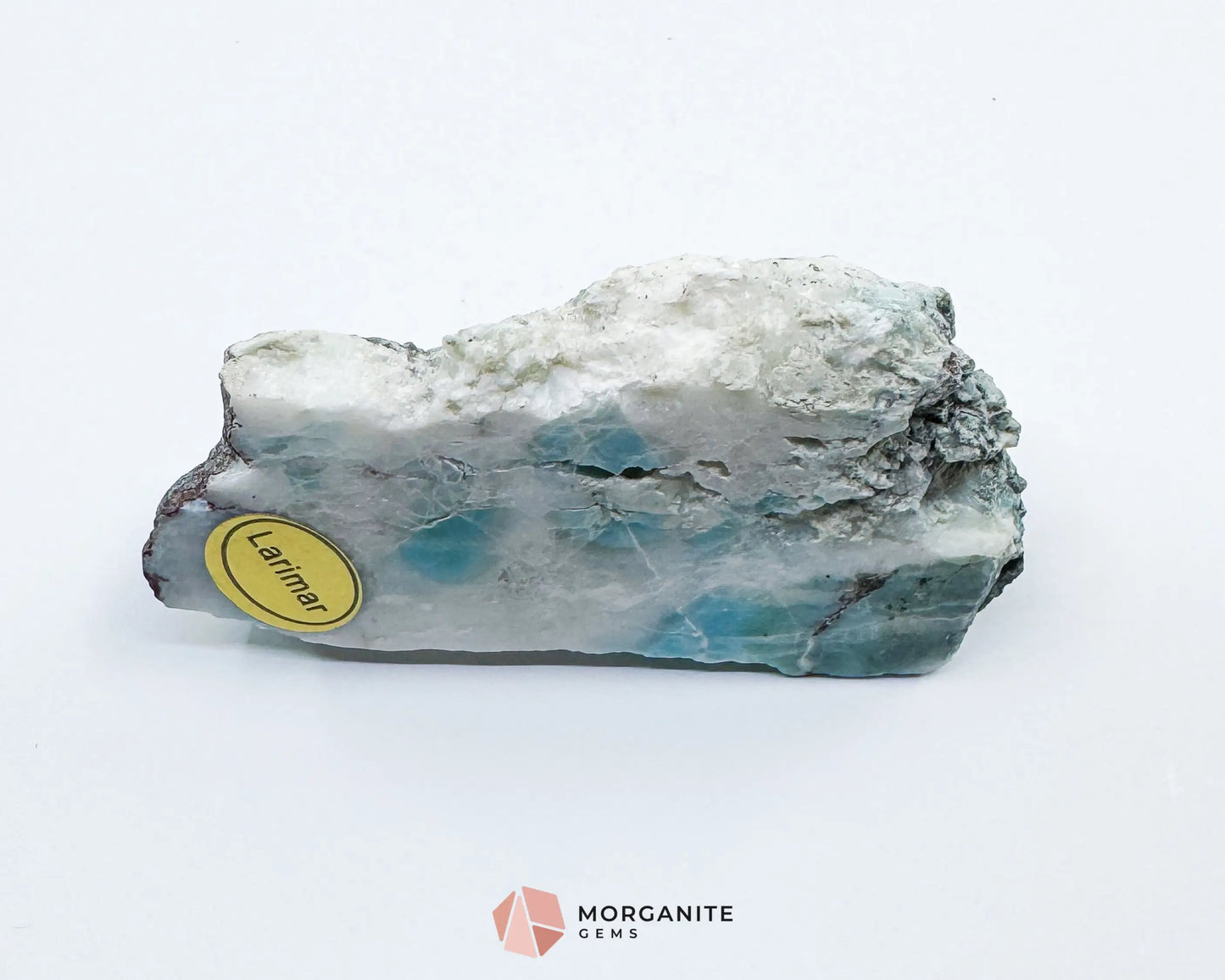 Raw Larimar with One Polished Side No. 17 | Rare Dominican Stone of Atlantis Crystal for Peace Healing & Feminine