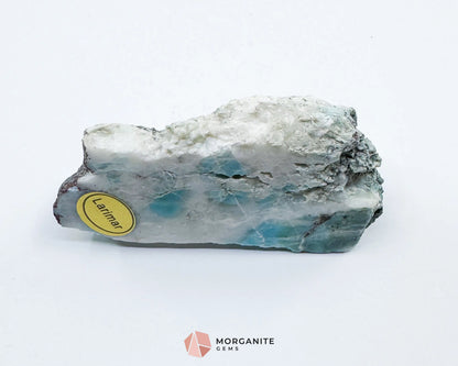 Raw Larimar with One Polished Side No. 17 | Rare Dominican Stone of Atlantis Crystal for Peace Healing & Feminine