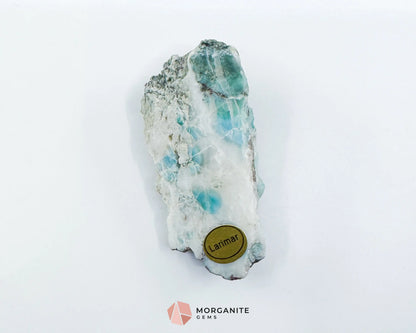 Raw Larimar with One Polished Side No. 17 | Rare Dominican Stone of Atlantis Crystal for Peace Healing & Feminine
