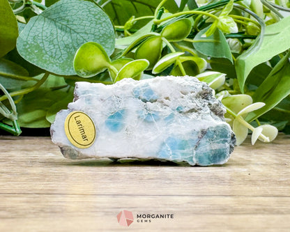 Raw Larimar with One Polished Side No. 17 | Rare Dominican Stone of Atlantis Crystal for Peace Healing & Feminine