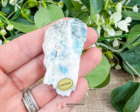 Raw Larimar with One Polished Side No. 17 | Rare Dominican Stone of Atlantis Crystal for Peace Healing & Feminine