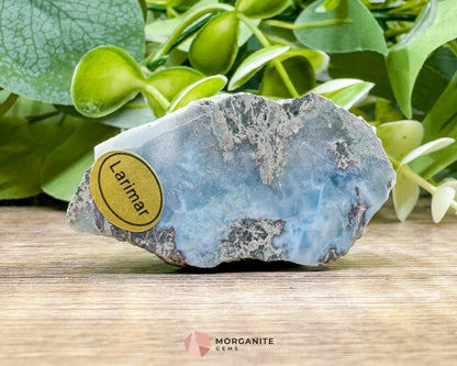 Raw Larimar with One Polished Side No. 21 | Rare Dominican Stone of Atlantis Crystal for Calm Healing & Feminine Energy