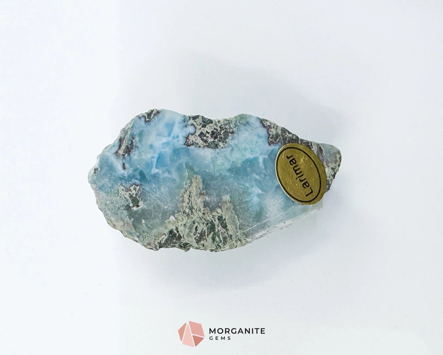 Raw Larimar with One Polished Side No. 21 | Rare Dominican Stone of Atlantis Crystal for Calm Healing & Feminine Energy