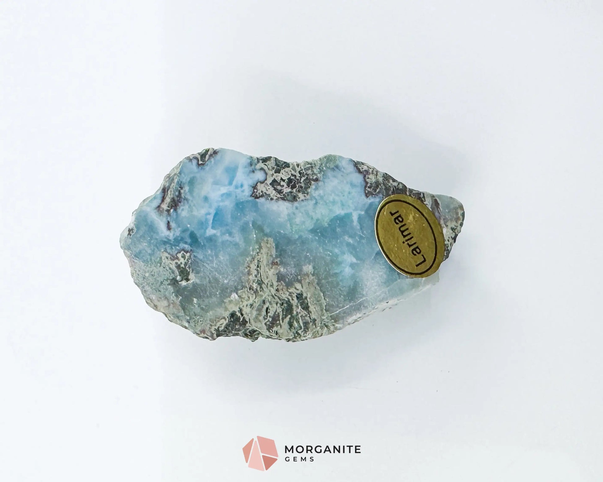 Raw Larimar with One Polished Side No. 21 | Rare Dominican Stone of Atlantis Crystal for Calm Healing & Feminine Energy