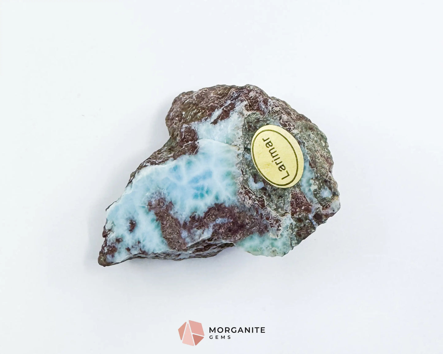 Raw Larimar with One Polished Side No. 22 | Rare Stone of Atlantis Crystal from Dominican Republic for Healing Peace &