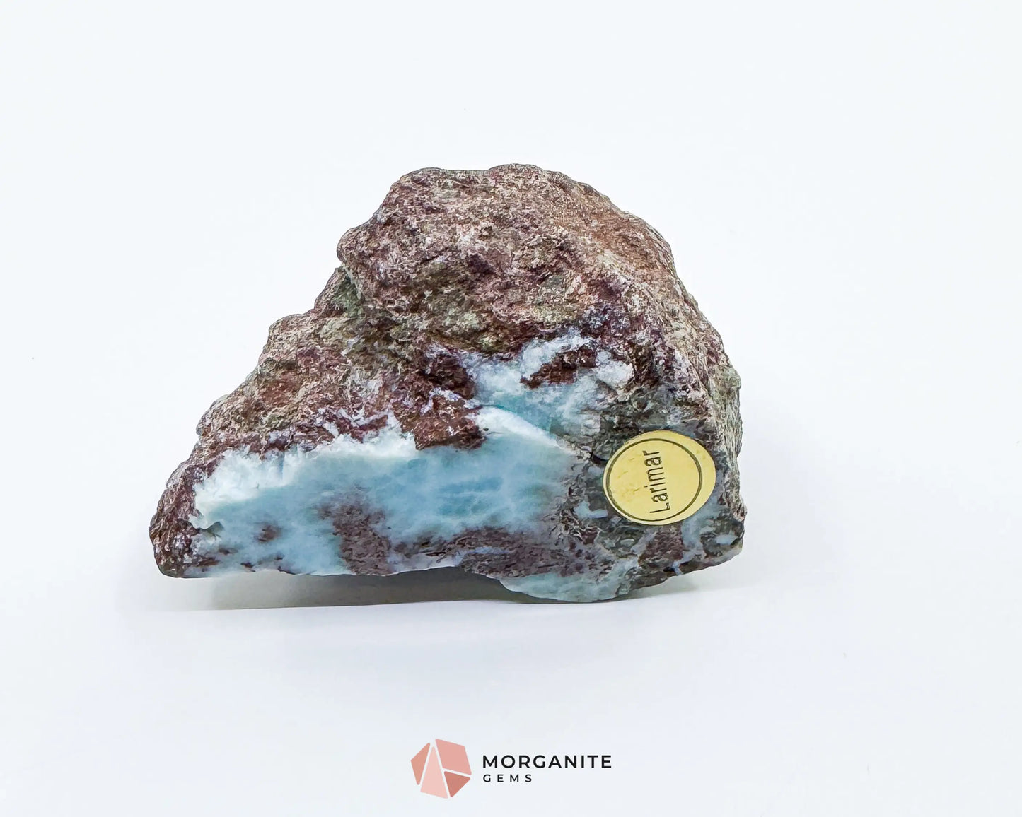 Raw Larimar with One Polished Side No. 22 | Rare Stone of Atlantis Crystal from Dominican Republic for Healing Peace &