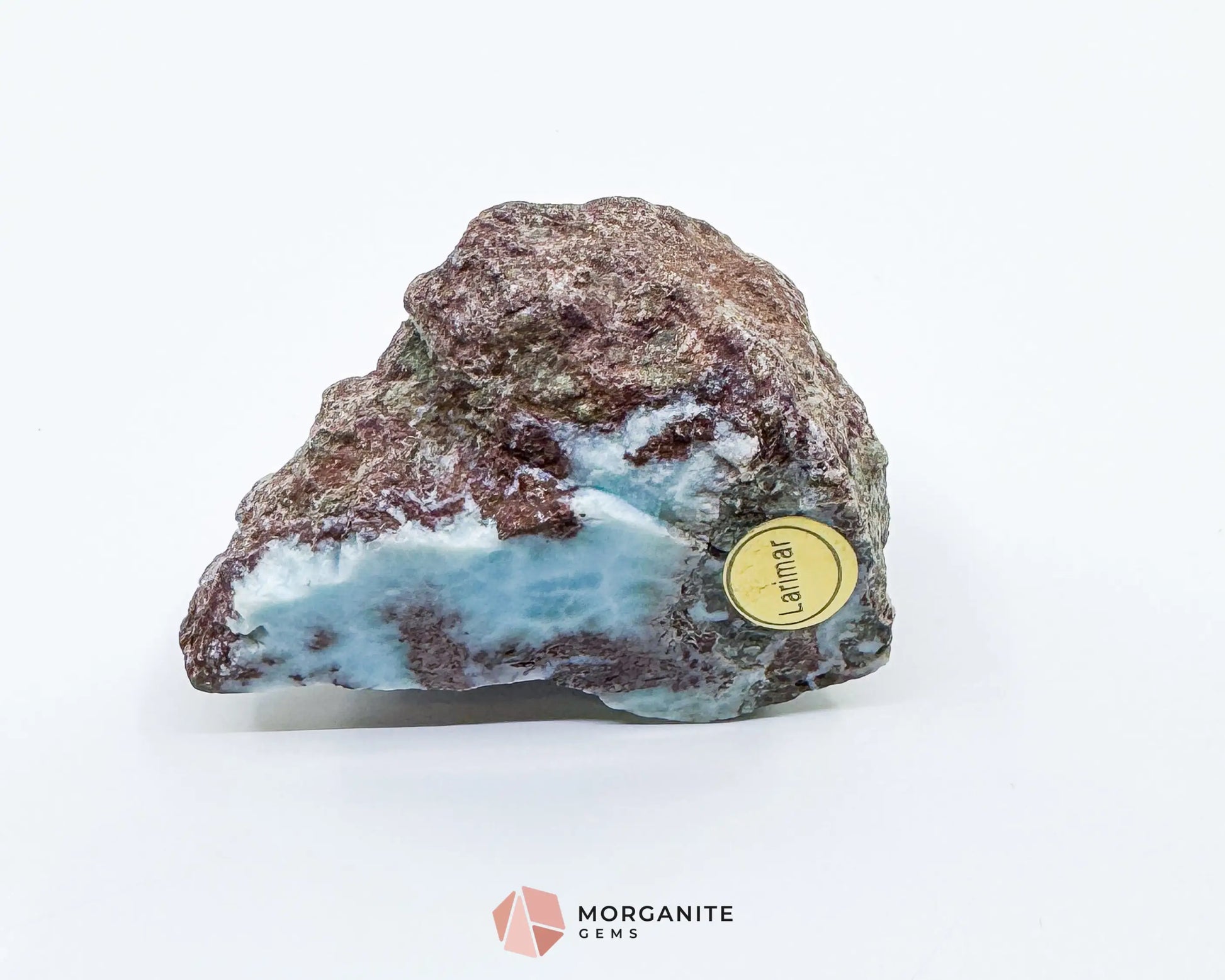 Raw Larimar with One Polished Side No. 22 | Rare Stone of Atlantis Crystal from Dominican Republic for Healing Peace &
