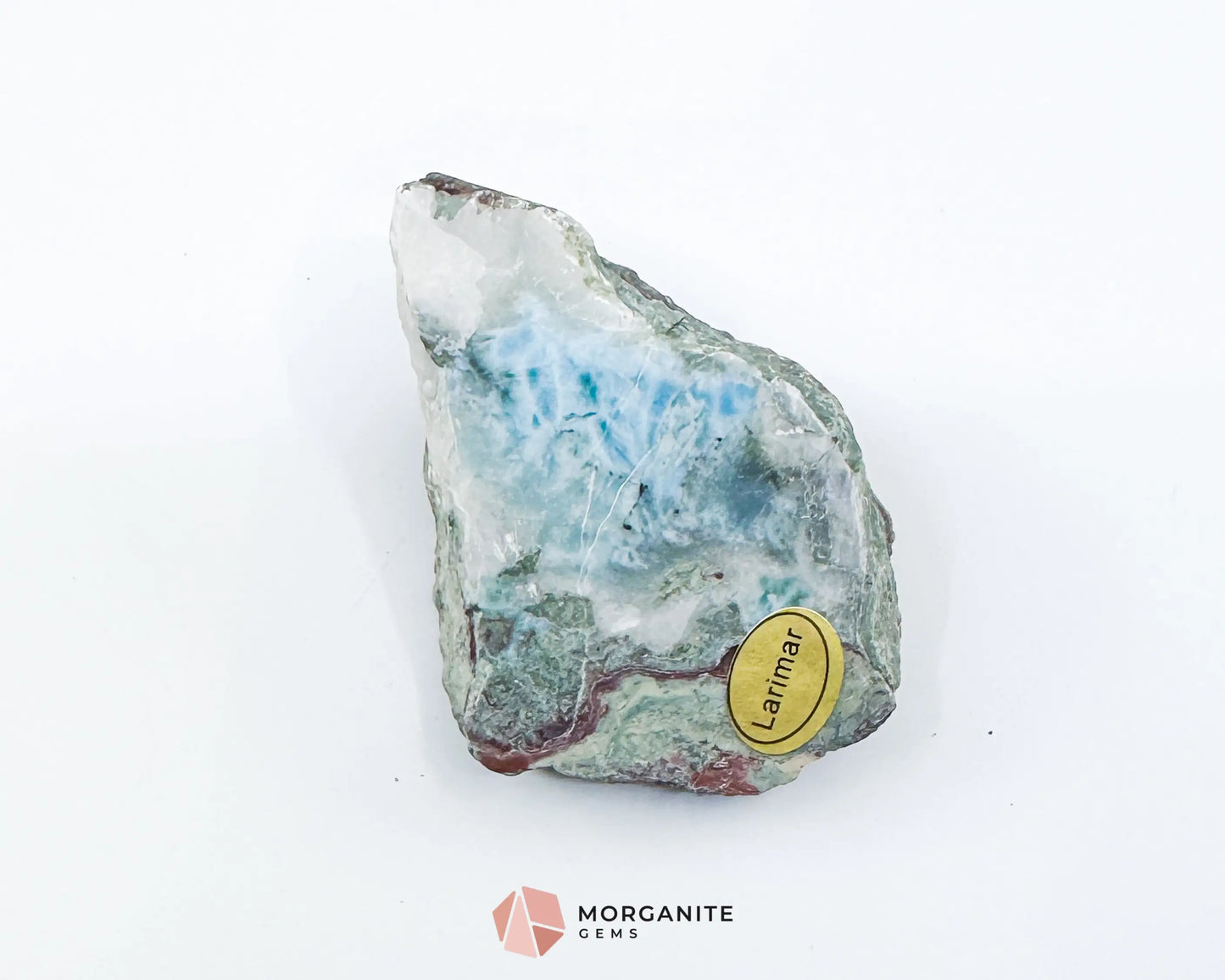Raw Larimar with One Polished Side No. 27 | Rare Stone of Atlantis Crystal from Dominican Republic for Calm