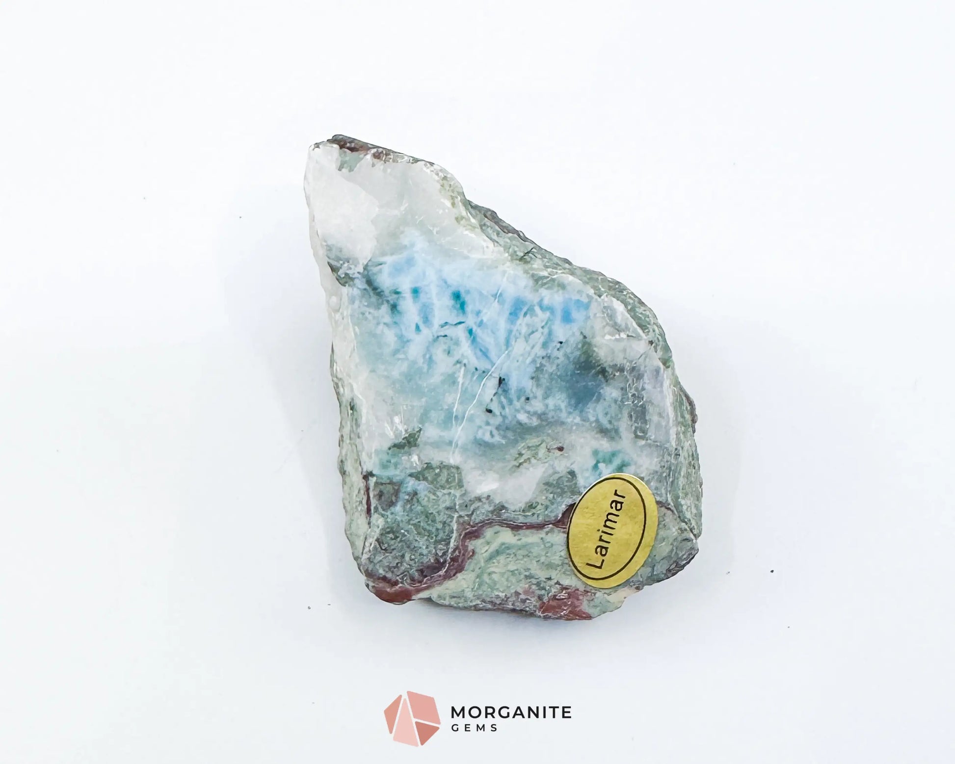 Raw Larimar with One Polished Side No. 27 | Rare Stone of Atlantis Crystal from Dominican Republic for Calm