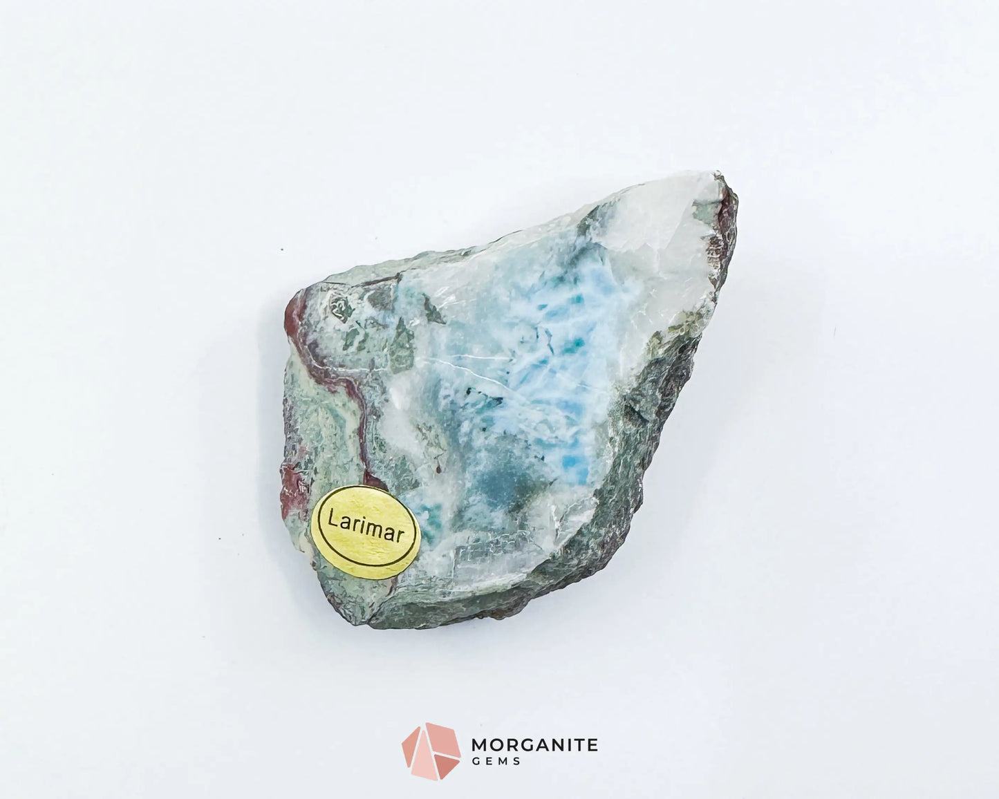 Raw Larimar with One Polished Side No. 27 | Rare Stone of Atlantis Crystal from Dominican Republic for Calm