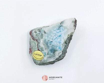 Raw Larimar with One Polished Side No. 27 | Rare Stone of Atlantis Crystal from Dominican Republic for Calm