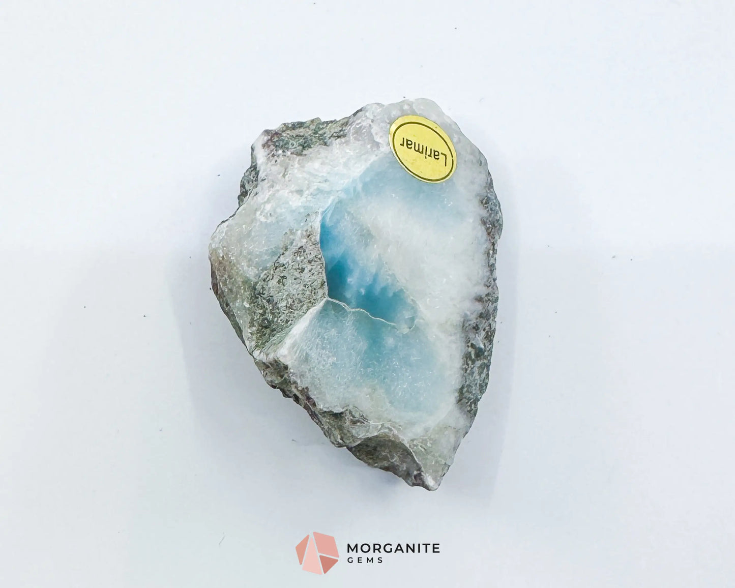 Raw Larimar with One Polished Side – No. 3 | Rare Dominican “Stone of Atlantis” Crystal - Metaphysical Crystals