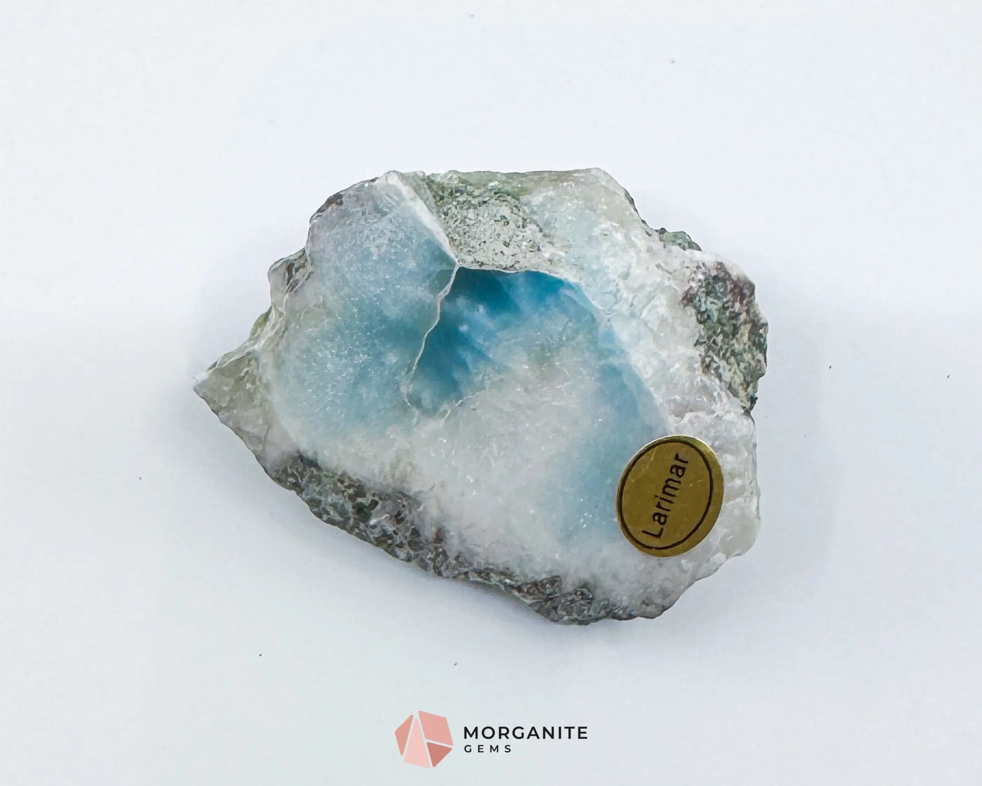 Raw Larimar with One Polished Side – No. 3 | Rare Dominican “Stone of Atlantis” Crystal - Metaphysical Crystals