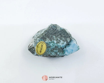 Raw Larimar with One Polished Side No. 30 | Rare Dominican Stone of Atlantis Crystal for Calm Healing & Intuitive