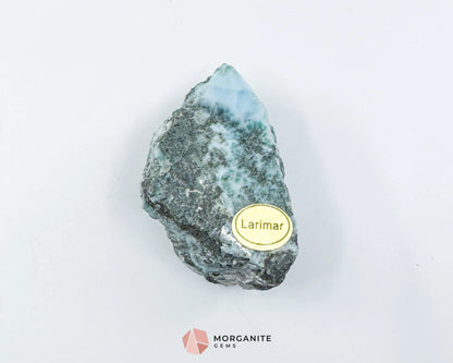 Raw Larimar with One Polished Side No. 30 | Rare Dominican Stone of Atlantis Crystal for Calm Healing & Intuitive