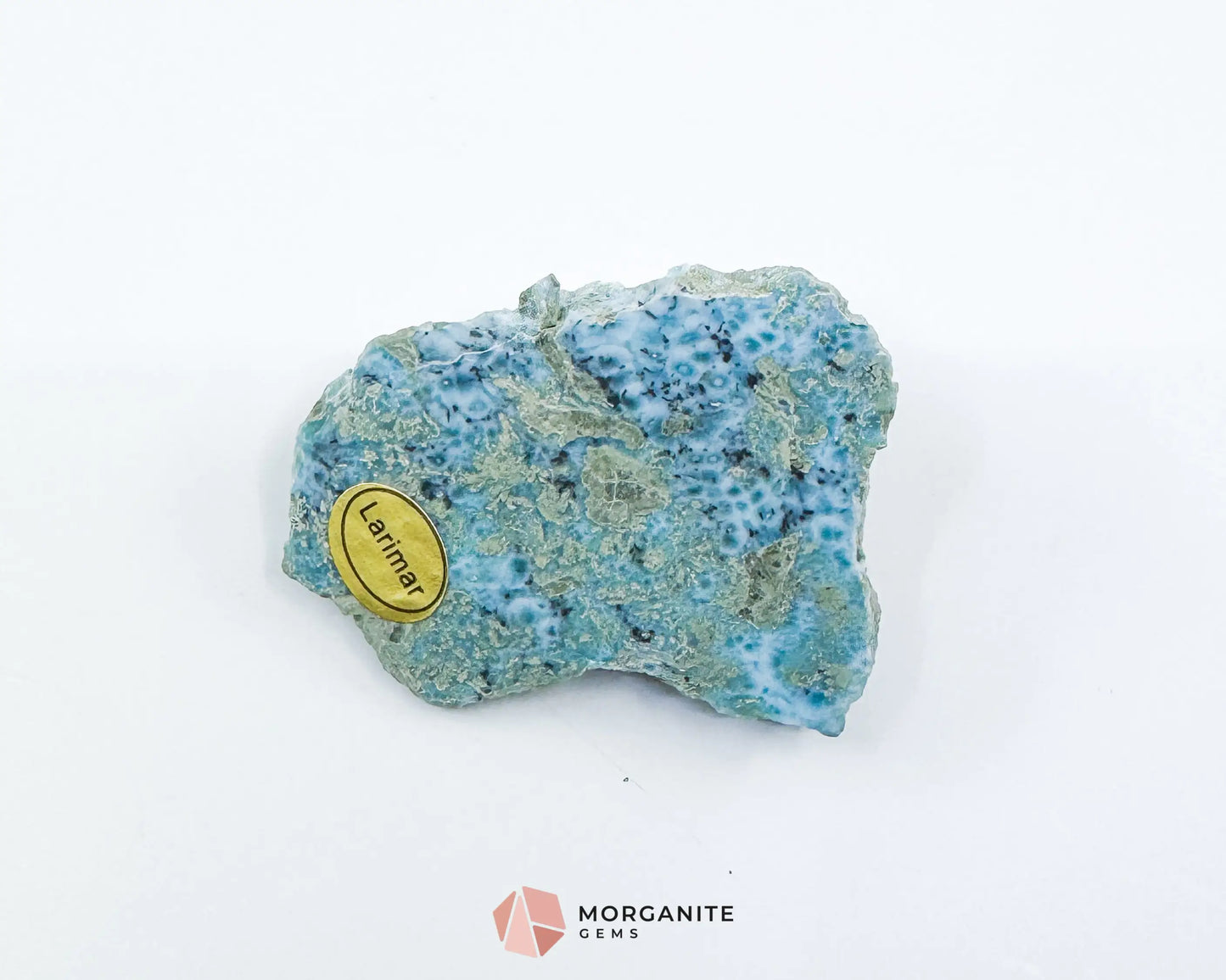 Raw Larimar with One Polished Side No. 33 | Rare Dominican Stone of Atlantis Crystal for Healing Clarity & Feminine
