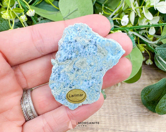 Raw Larimar with One Polished Side No. 33 | Rare Dominican Stone of Atlantis Crystal for Healing Clarity & Feminine