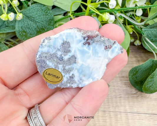 Raw Larimar with One Polished Side No. 33 | Rare Dominican Stone of Atlantis Crystal for Feminine Energy & Emotional