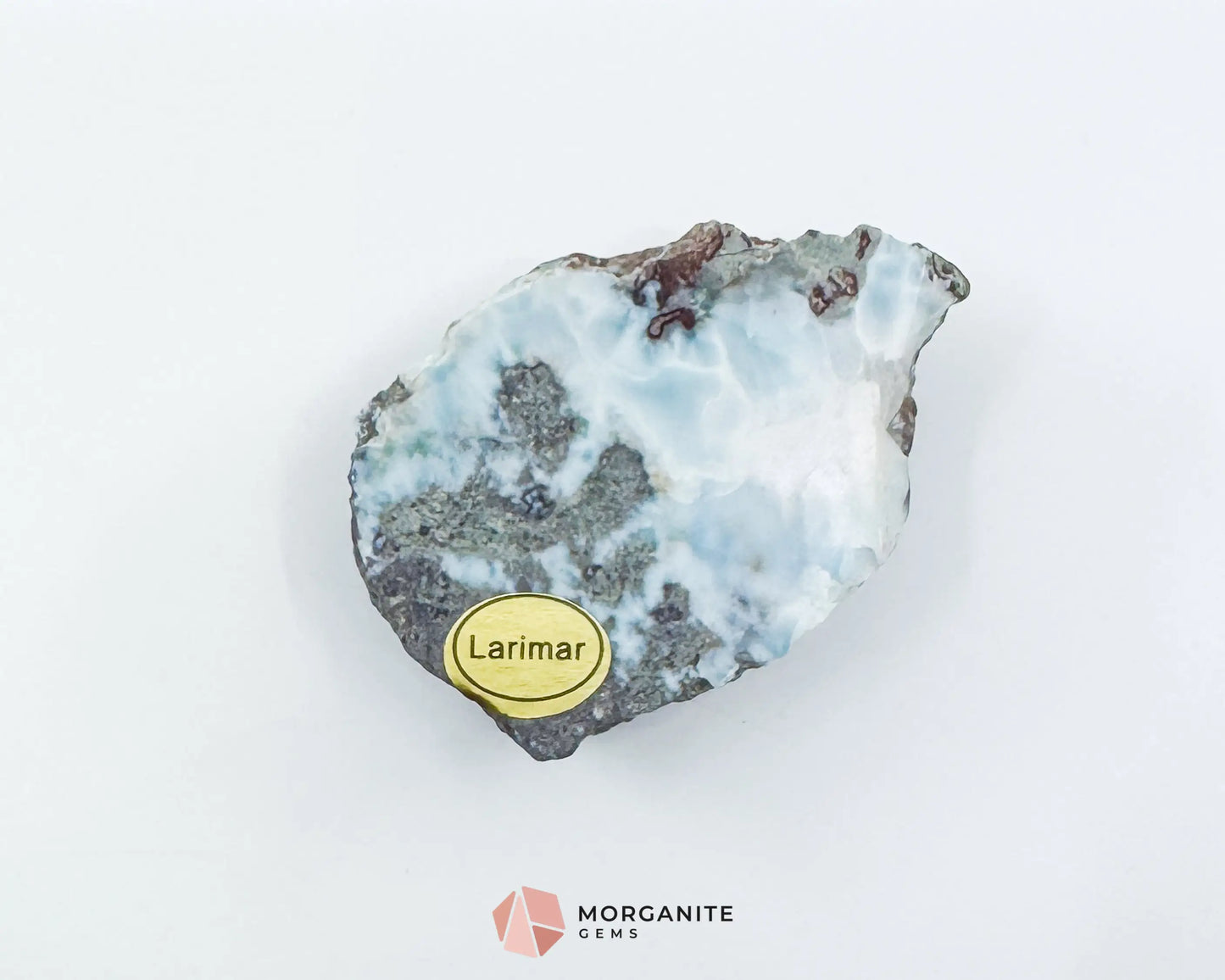 Raw Larimar with One Polished Side No. 33 | Rare Dominican Stone of Atlantis Crystal for Feminine Energy & Emotional