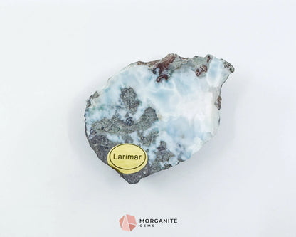 Raw Larimar with One Polished Side No. 33 | Rare Dominican Stone of Atlantis Crystal for Feminine Energy & Emotional