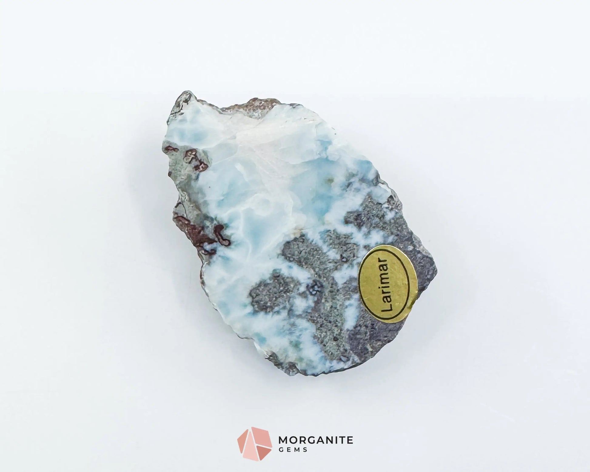 Raw Larimar with One Polished Side No. 33 | Rare Dominican Stone of Atlantis Crystal for Feminine Energy & Emotional