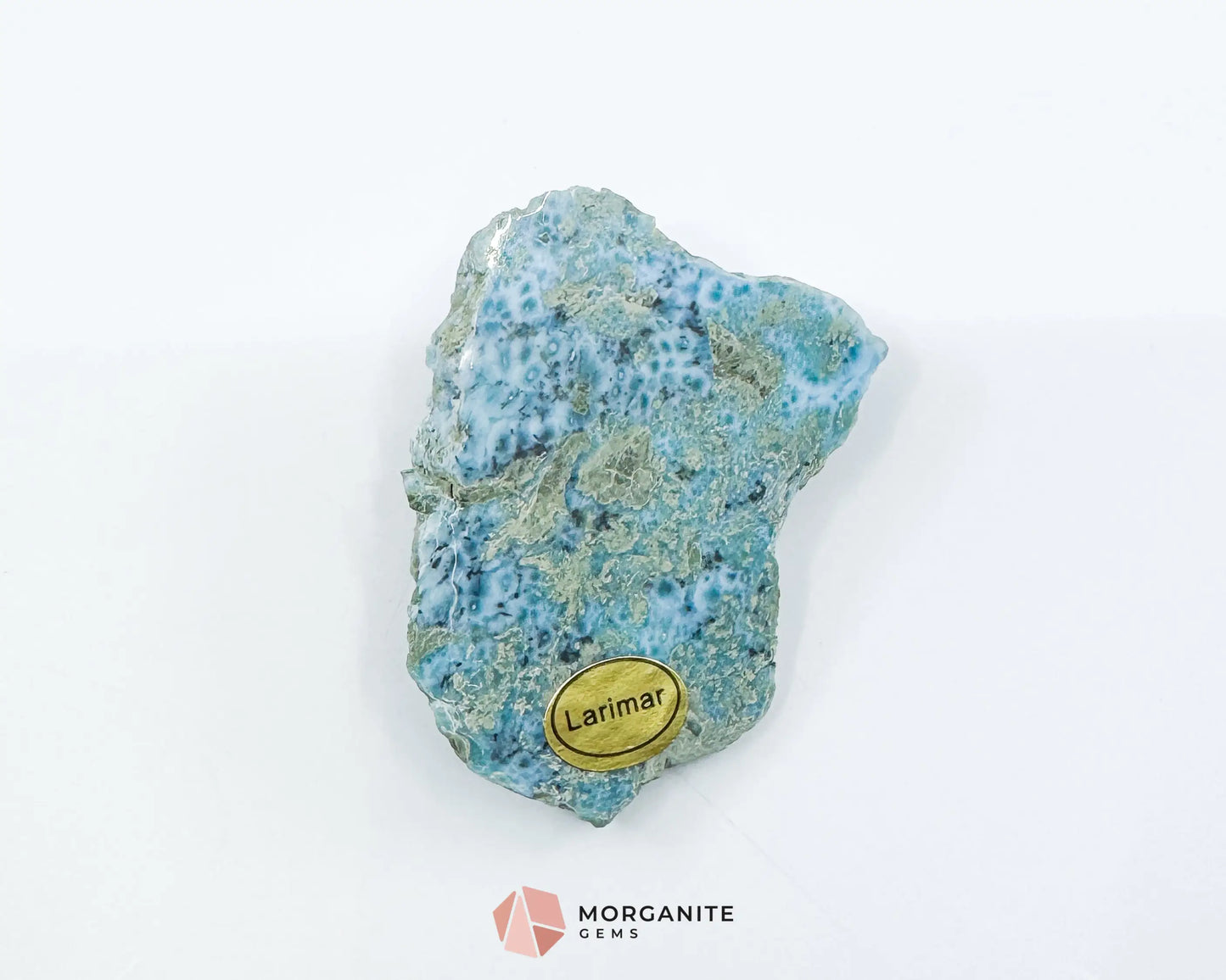 Raw Larimar with One Polished Side No. 33 | Rare Dominican Stone of Atlantis Crystal for Healing Clarity & Feminine
