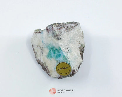 Raw Larimar with One Polished Side No. 4 | Rare Caribbean Stone of Atlantis Crystal for Emotional Healing &
