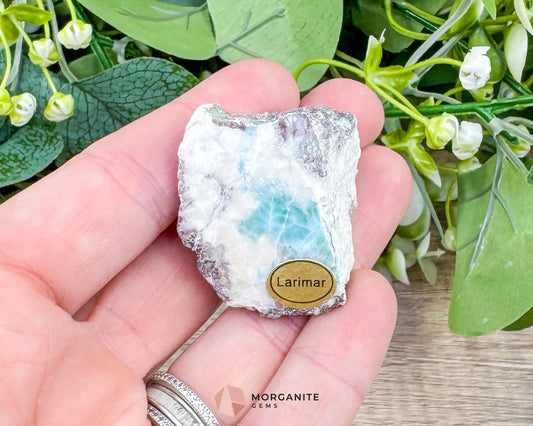 Raw Larimar with One Polished Side No. 4 | Rare Caribbean Stone of Atlantis Crystal for Emotional Healing &