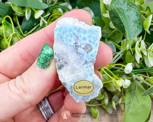 Raw Larimar with One Polished Side No. 5 | Rare Dominican Stone of Atlantis Crystal for Healing & Communication