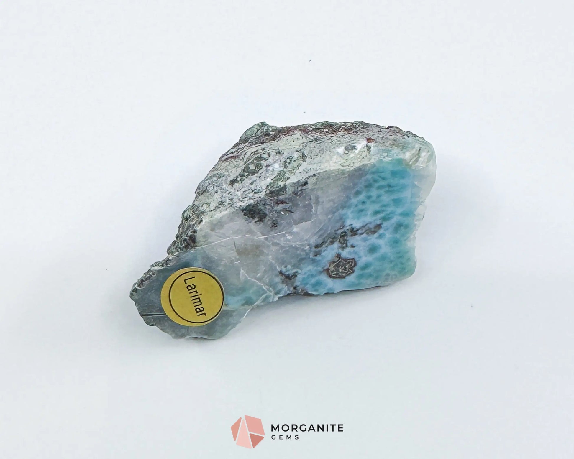 Raw Larimar with One Polished Side No. 5 | Rare Dominican Stone of Atlantis Crystal for Healing & Communication