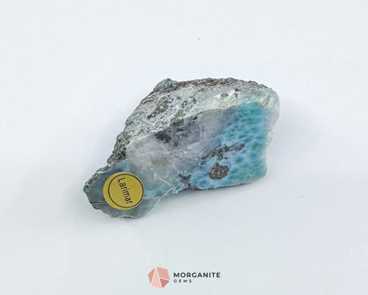 Raw Larimar with One Polished Side No. 5 | Rare Dominican Stone of Atlantis Crystal for Healing & Communication