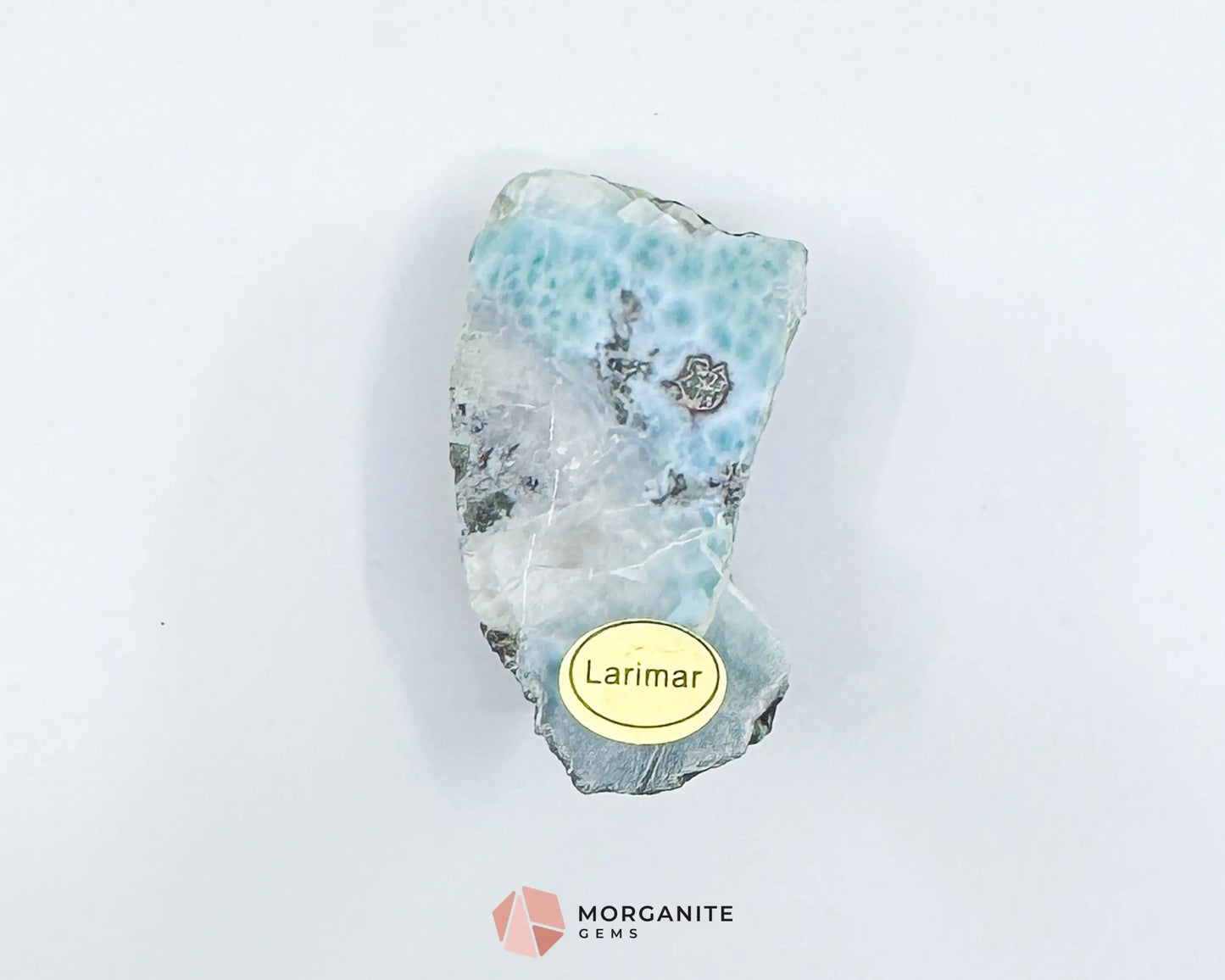 Raw Larimar with One Polished Side No. 5 | Rare Dominican Stone of Atlantis Crystal for Healing & Communication