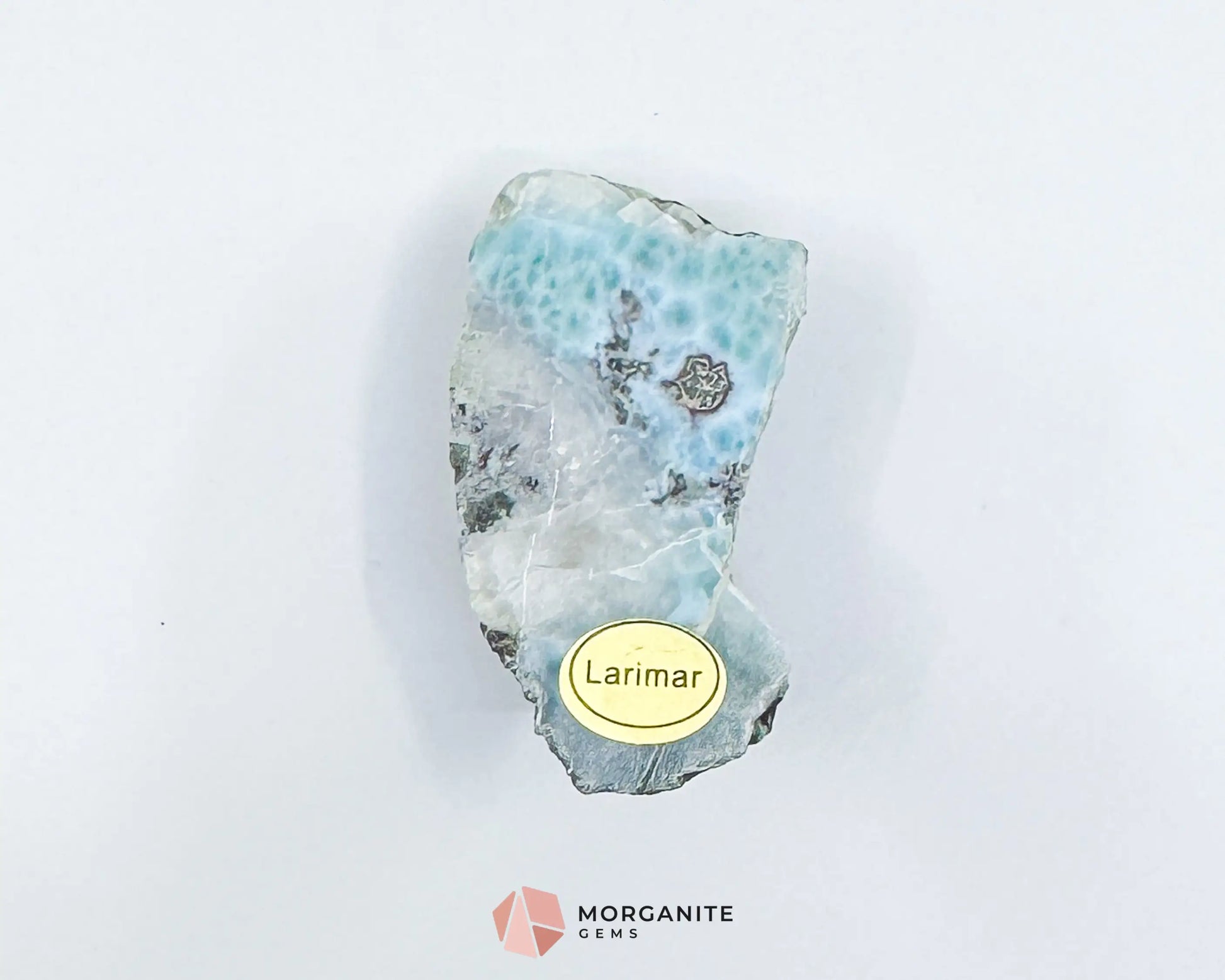 Raw Larimar with One Polished Side No. 5 | Rare Dominican Stone of Atlantis Crystal for Healing & Communication