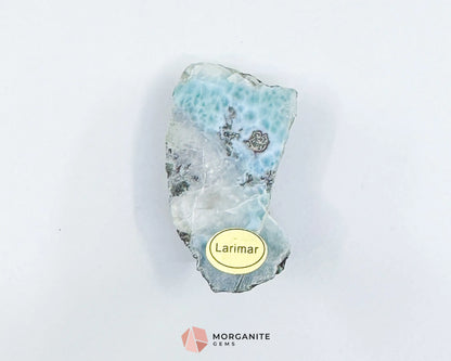 Raw Larimar with One Polished Side No. 5 | Rare Dominican Stone of Atlantis Crystal for Healing & Communication